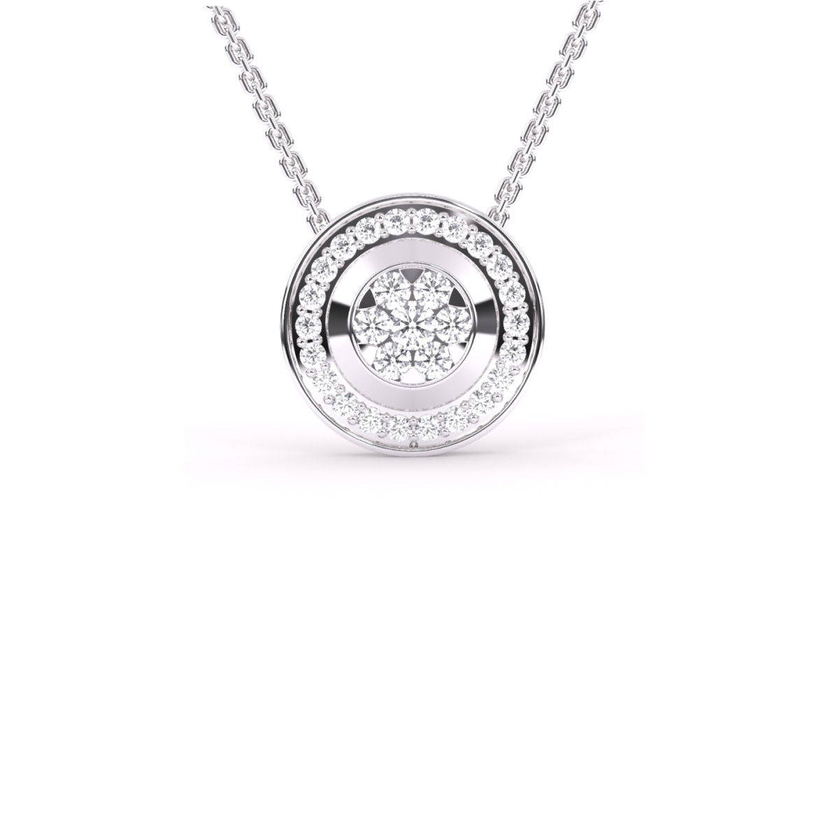 Round Shape Lab Grown Diamond Flower Cluster Pendant